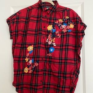 Madewell embroidered plaid shirt